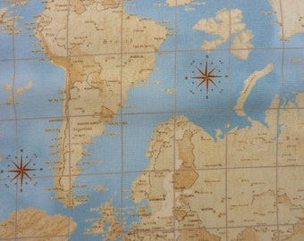 Map World Map Atlas 0.5 meter cotton fabric from Windham Fabrics