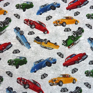 Tissu en coton de 0,5 mètre, motif Route 66 America Road Map Motorcycles, par Blank Quilting