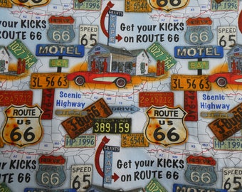 Get your Kicks on Road 66 Road Trip 0.5 meter cotton fabric from Blank Quilting Patchwork