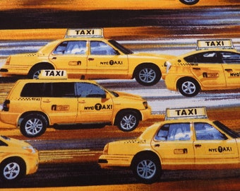 New York Yellow Cap Taxi Car Benartex America Coton 0,5 Mètre