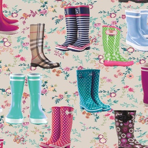 REST Rubber Boots Dirty Weather Le Quilt 0.5 Meter Cotton Fabric