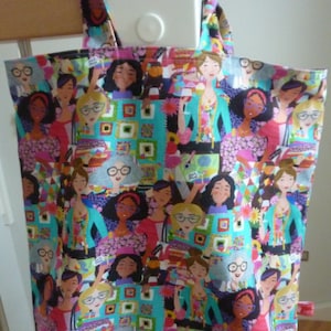 Sewing Women Reversible Bag Two in One Shopper Cloth Bag Quilt be Stronger tohether