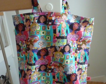 Nähende  Frauen Wendetasche Two in One Shopper Stoffbeutel Quilt be Stronger tohether