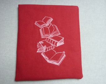 Book bag flying books book cover padded and embroidered protective book sleeve