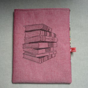 Book bag padded book cover for book lovers protective book sleeve embroidered BOOKS