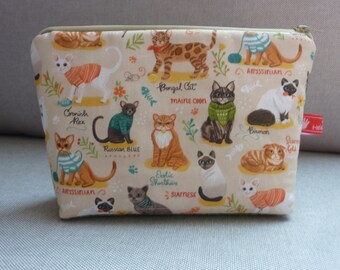 Small cosmetic bag with CATS many breeds bag for odds and ends