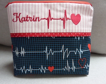 Personalized cosmetic bag Calling all Nurses with desired name nurse first aid embroidered text