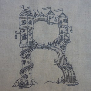 Büchertasche Buchstabe R - Ritterburg gepolstert und bestickt Buchhülle Schutzhülle Booksleeve Mittelalter