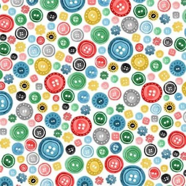 Buttons A Stitch in Time Sewing Room Quilting 0.5 meter cotton fabric by Michael Miller