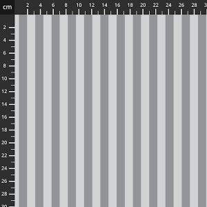 Può includere: Un motivo in tessuto caratterizzato da strisce verticali alternate in grigio chiaro e grigio medio. Un bordo a righello nero è visibile sui lati superiore e sinistro, contrassegnato in centimetri, che mostra la larghezza da 2 cm a 28 cm.