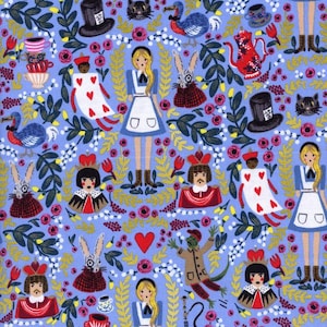 Alice im Wunderland  Grinsekatze Spielkarten WONDERLAND  0,5 Meter Baumwollstoff von Cotton und Steel / Rifle Paper & Co.