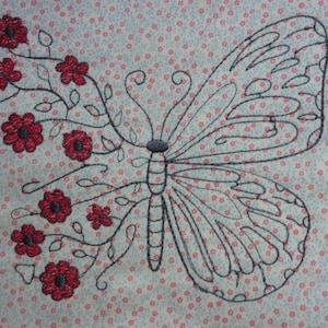 Book bag padded BUTTERFLY with flowers book cover protective book sleeve embroidered