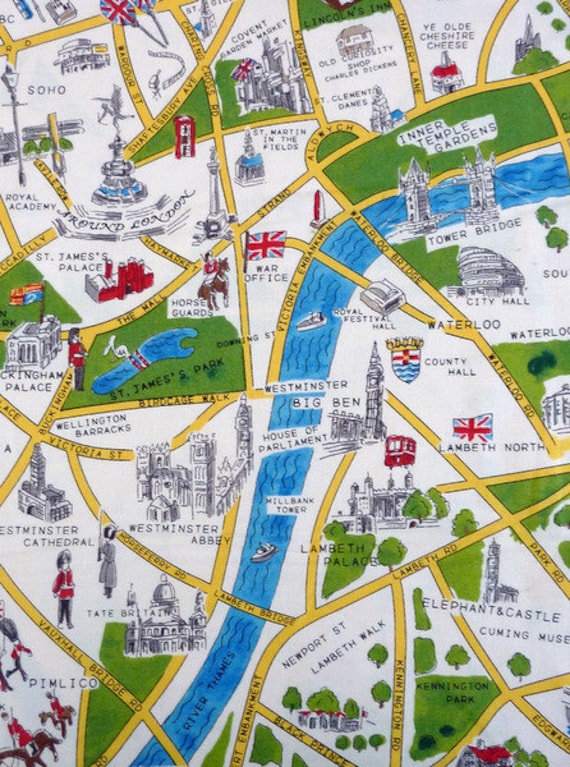 Luminans ophobe kæmpe stor LONDON City Map City Map MODA Patchwork Fabric 0.5 | Etsy
