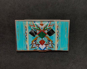 Turquoise Inlay Credit Card Holder Business Card Cases
