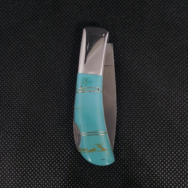 Stainless Steel Kingman Turquoise Single Bladed Knife