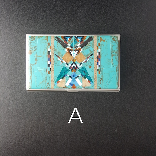 Turquoise Inlay Credit Card Holder Business Card Cases