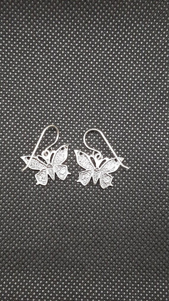Vintage beautiful butterfly sterling silver dangl… - image 3