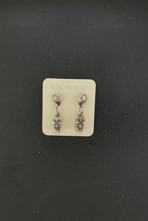 sterling silver Navajo hollow box post earrings - image 1