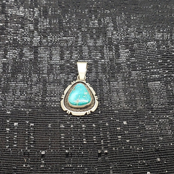 Native Navajo Sonoran Rose Turquoise oval sterling silver pendant