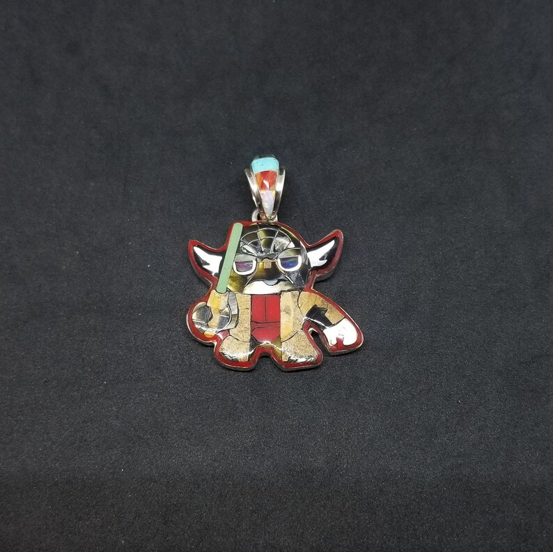 Design Stars War Character Multi Stone Sterling silver Pendant Yoda