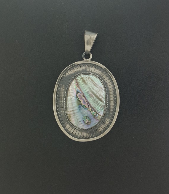 Big Abalone Shell Pendant - sterling silver