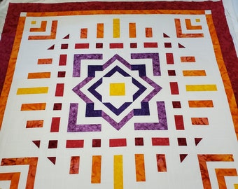 Rising Star Quilt Pattern 2 sizes Lap and Queen Size Quilt Pattern Medallion Quilt Pattern