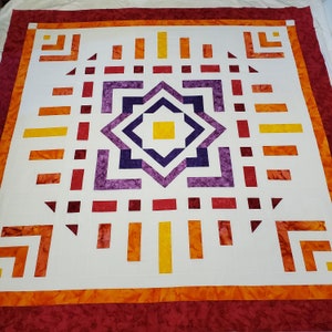 Rising Star Quilt Pattern 2 sizes Lap and Queen Size Quilt Pattern Medallion Quilt Pattern