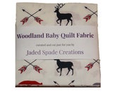 Woodland Deer Bear Baby Quilt Kit, Pre-cut Quilt Fabric Squares, Charm Pack, Deer Woodland Quilt Fabric Red, White, Black Book Nook Quilt