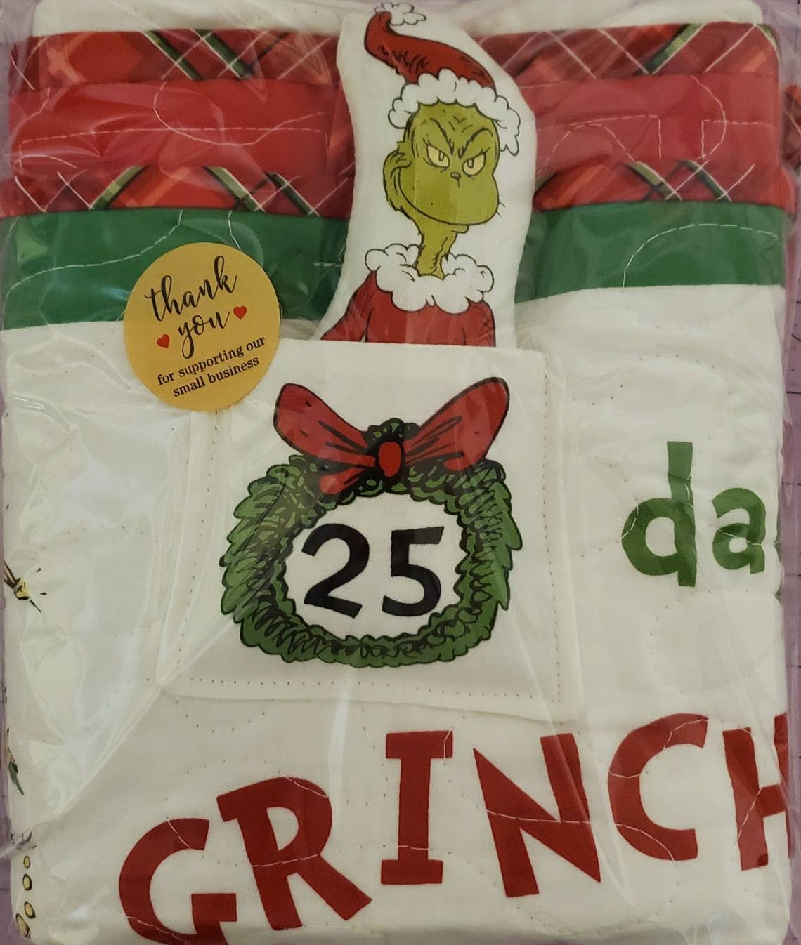 Dr Suess Grinch Christmas Advent Calendar Quilted Wall Hanging Etsy
