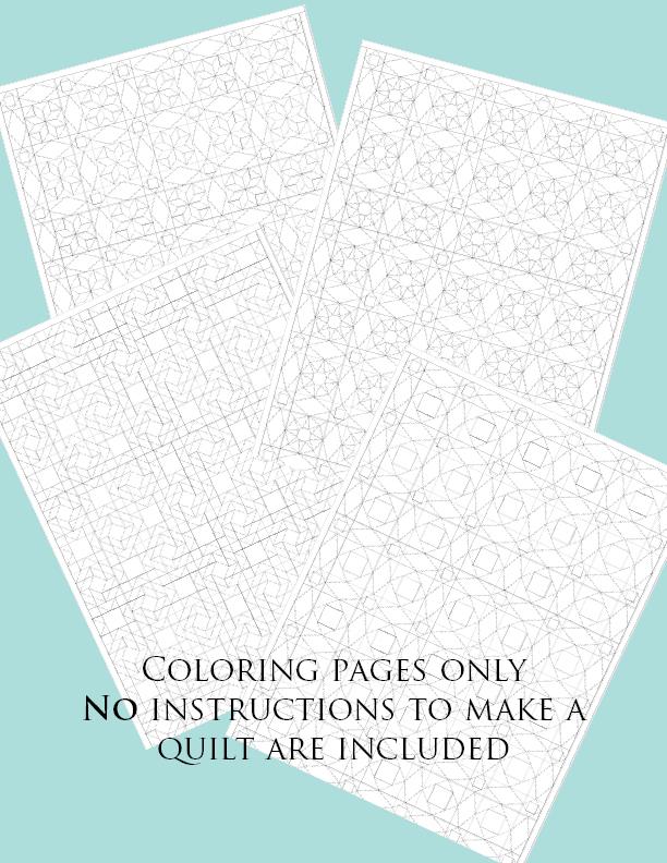 Quilt Coloring Pages - 10page Printable PDF Coloring Book, JPEG and PNG ...