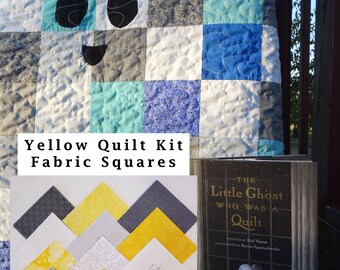 Quilt Kit Yellow The Little Ghost Who Was a Quilt Kit full kit includes fabric and book Yellow and White Quilt Squares precut quilt fabric