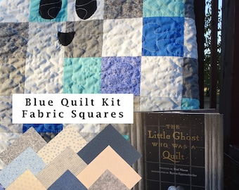Quilt Kit Blue The Little Ghost Who Was a Quilt Kit 5" Charm Square precut fabric full kit includes fabric +book +pattern Blue & Cream Quilt