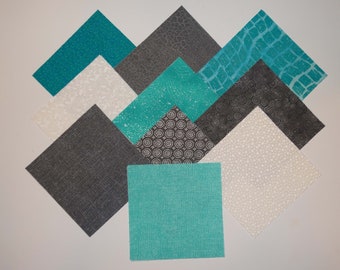 Teal and Grey Baby or Lap Quilt Kit, Pre-Cut Quilt Fabric Squares, Quilt Kits with Fabric and Pattern, Quilt Kit for Beginners, Baby or Lap