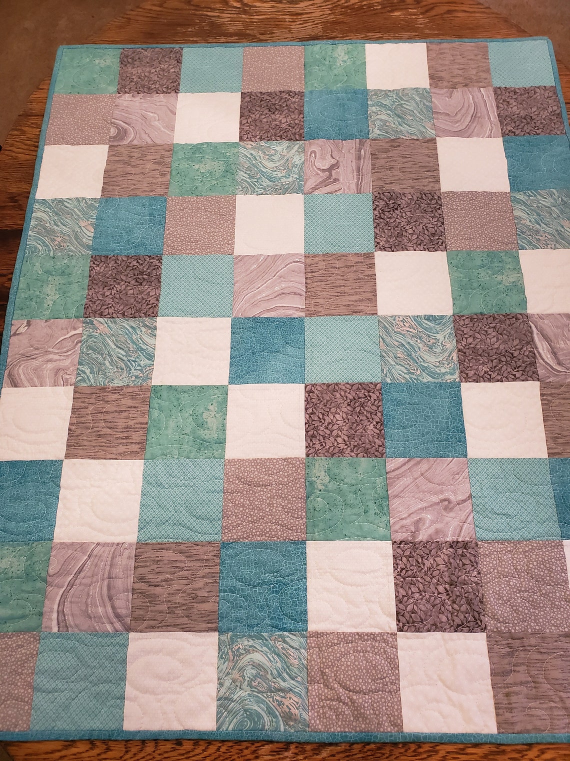Teal and Grey Baby Quilt Kit Precut Quilt Fabric Squares Etsy