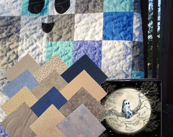 Quilt Kit Blue The Little Ghost Who Was a Quilt - Winter Surprise Kit 5" Charm Square precut fabric full kit includes fabric +book +pattern