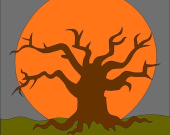 Haunted Tree Applique Quilt Block Pattern PDF download