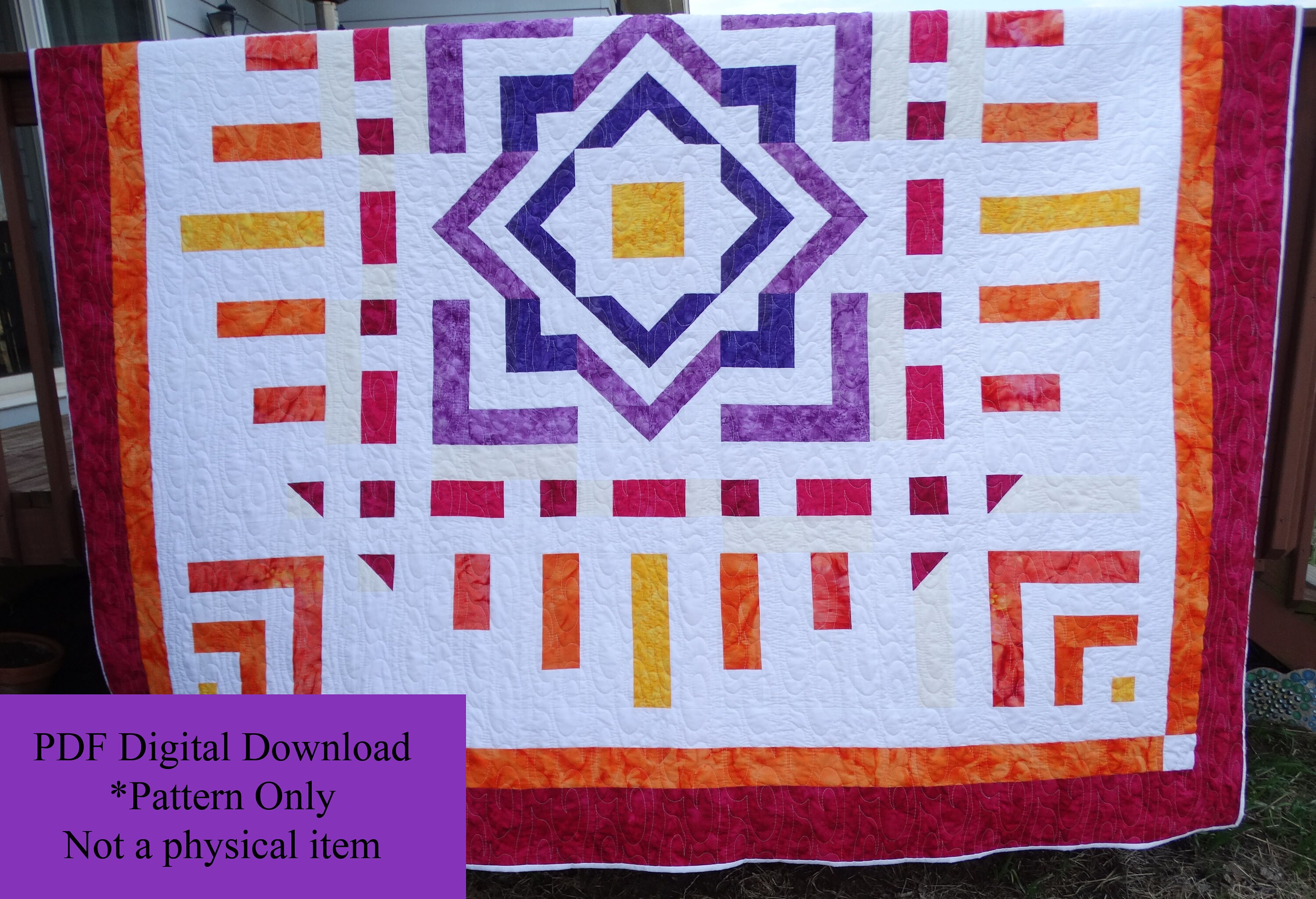 Rising Star Quilt Pattern 2 Sizes Lap and Queen Size Quilt Pattern ...