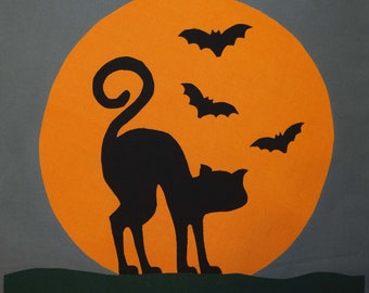 Halloween Cat Applique Quilt Block Pattern