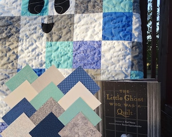 Quilt Kit Blue/Teal Little Ghost Who Was a Quilt 2.5" Precut Fabric Squares