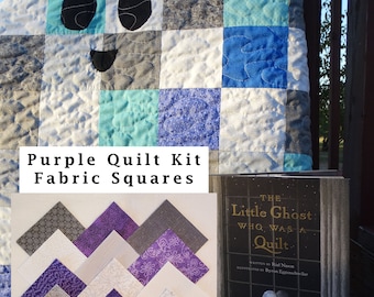 Quilt Kit Purple The Little Ghost Who Was a Quilt Kit (full kit includes fabric and book) Purple and White Quilt Squares precut quilt fabric