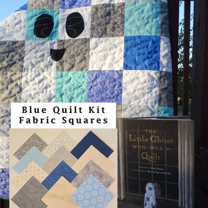 Quilt Kit 2.5" Mini Squares Blue The Little Ghost Who Was a Quilt Kit full kit includes fabric + book + pattern Blue & Cream Quilt precut