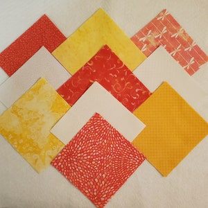 Coral Yellow Baby Quilt Kit for Beginner, Pre-cut 5&quot; Quilt Squares Dragonfly Butterfly, Modern Minimalists Quilt Kits with Fabric & Pattern