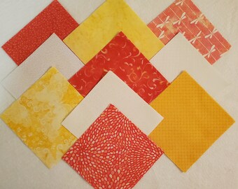 Coral Yellow Baby Quilt Kit for Beginner, Modern Minimalists Quilt Kits with Fabric & Pattern, Pre-cut 5" Quilt Squares Dragonfly Butterfly