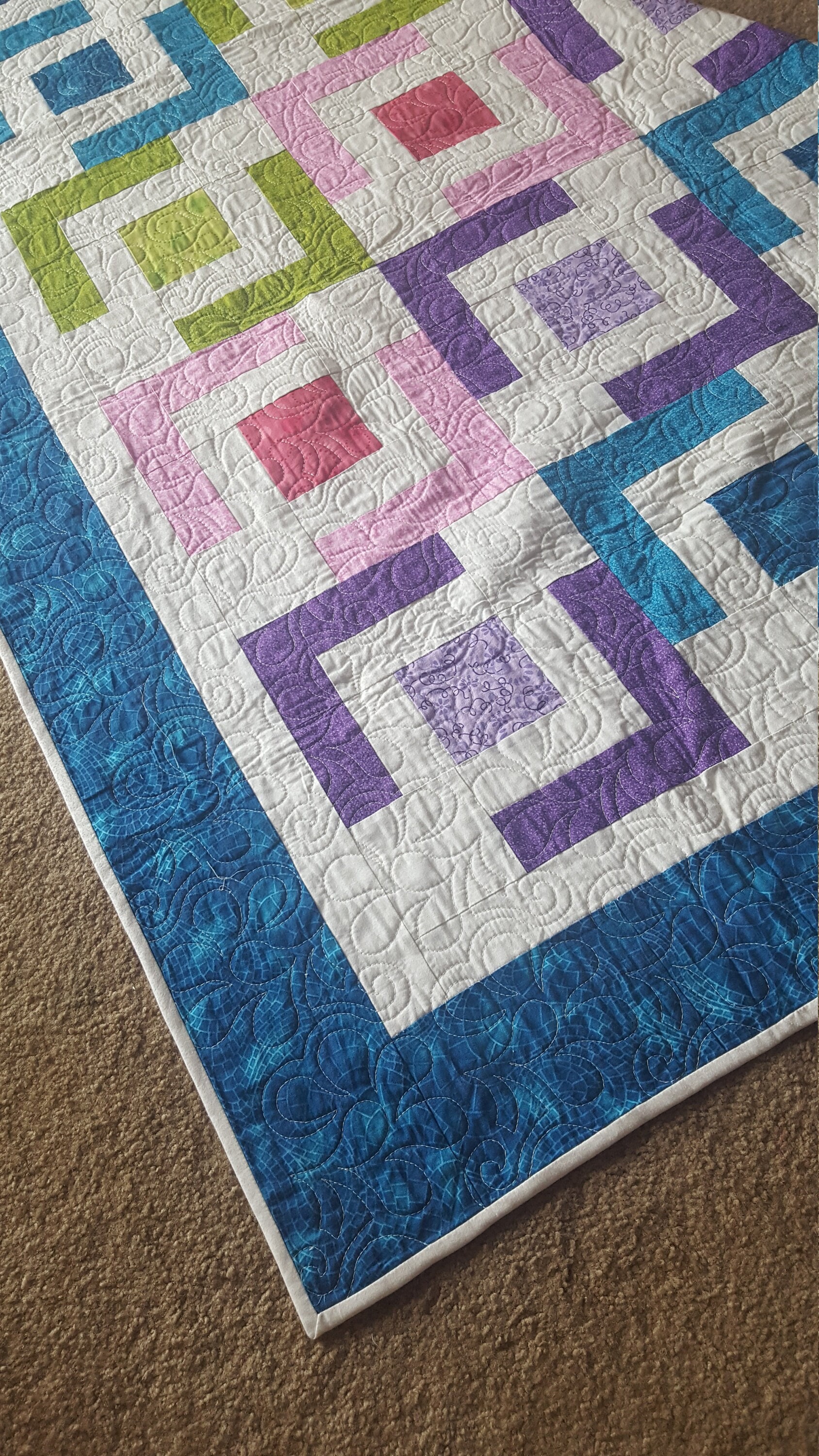 Teal and Grey Baby Quilt Kit - Jaded Spade Creations