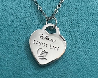 Sterling silver inspired cruise line heart necklace #dcl #DCL #disneycruiselinenecklace