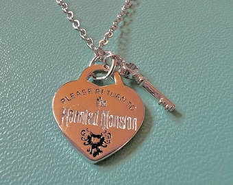 Inspired theme park rides The Haunted Mansion sterling silver heart and key pendant necklace #thehauntedmansion