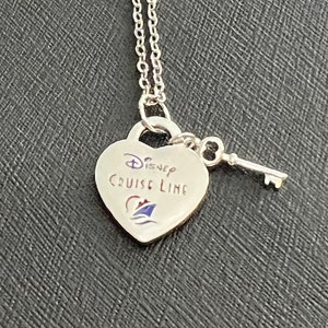Inspired cruise line with ship red & blue heart necklace with silver key #dcl #DCL #disneycruiselinenecklace #handmade