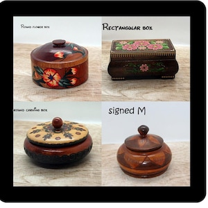 Vintage Unique beautiful hand painted hand carved wood box, rectangle wood box with lining, trinket box, jewelry box, flowered wood box