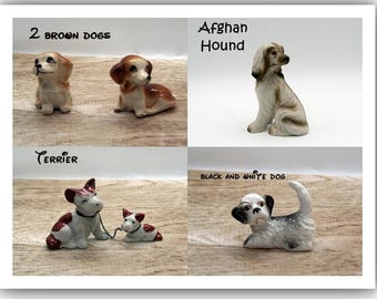Vintage Dog Figurine Collection, Ceramic Terrier Mom and Pup, Afghan Hound Figure, Brown Boxer Dogs, Retro Pet Lover Decor Gift