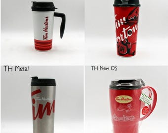 Collector preowned limited Edition Tim Horton travel coffee mugs, Thermos cup, New Old Stock mug